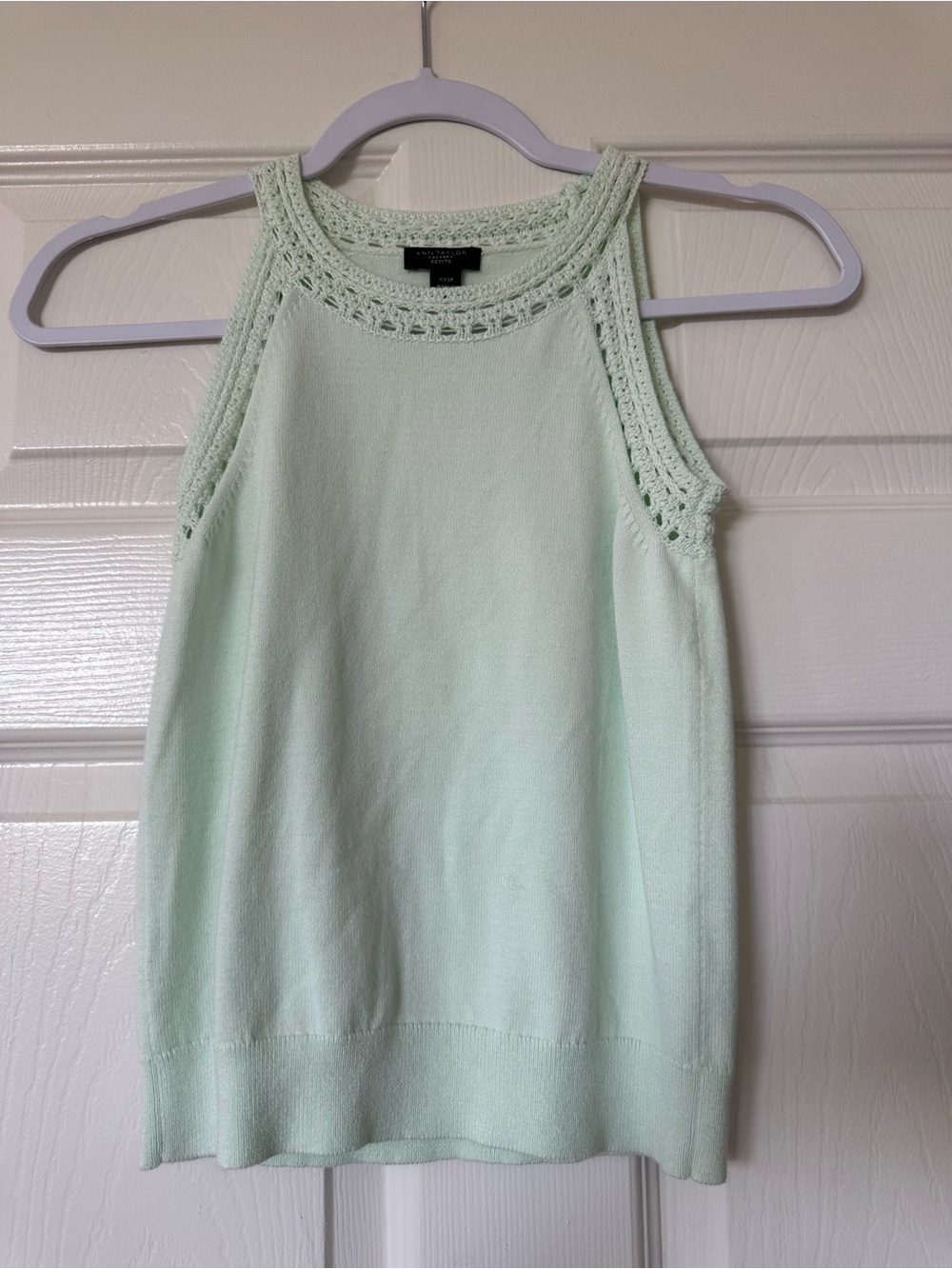 Ann Taylor XXSP Mint Crochet Trim Tank Cropped